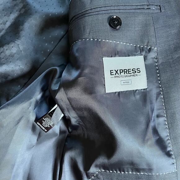 Express Blazer Men's 44R Fitted Two Button Dark Gray Photographer Edition - Picture 5 of 5